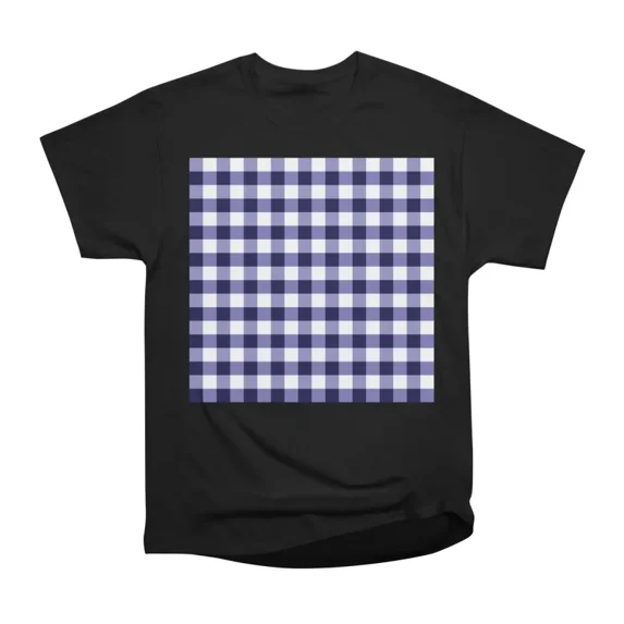 blue and white check gingham pattern T-Shirt Tee Gift For Him Merch For ...