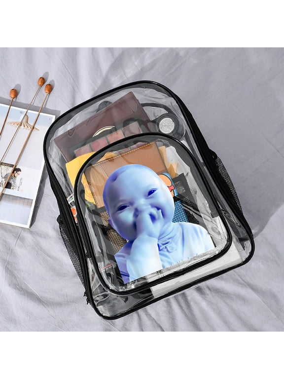 blue baby meme 16'' Clear Backpack, Heavy Duty PVC Transparent Backpack, See Through Bookbag Multiple Pockets for Stadium,Travel