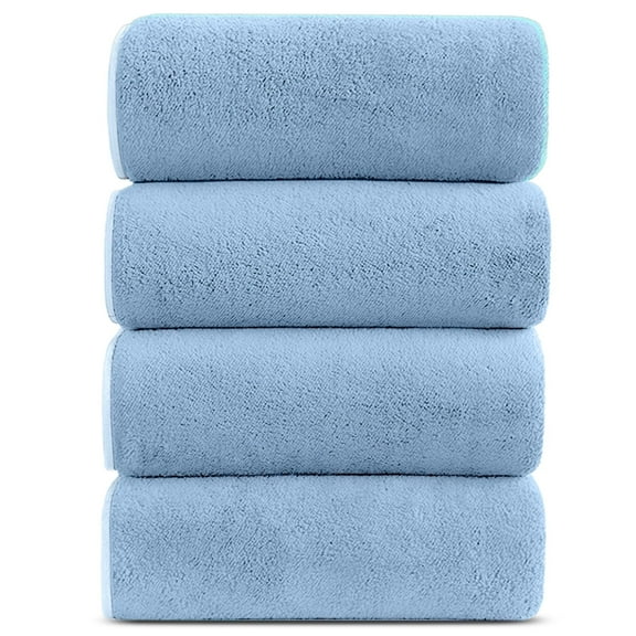 Bath Towels Pack of 4, Larger & Light Bath Towels 28 x 55 Inches, 100% Microfiber Super Soft and Highly Absorbent, Bath Sheets Quicker to Dry, Perfect Bathroom Towels for Daily Use, Blue