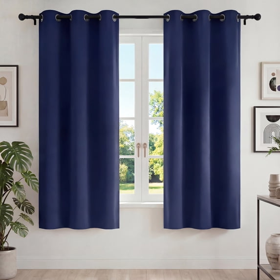 Blackout Curtains for Bedroom, Thermal Insulated Blackout Curtain 2 Panels 42x72 inch, Black Drapes with Grommets, Noise Reducing Energy Saving & Wrinkle-Free Drapes for Living Room, Navy Blue