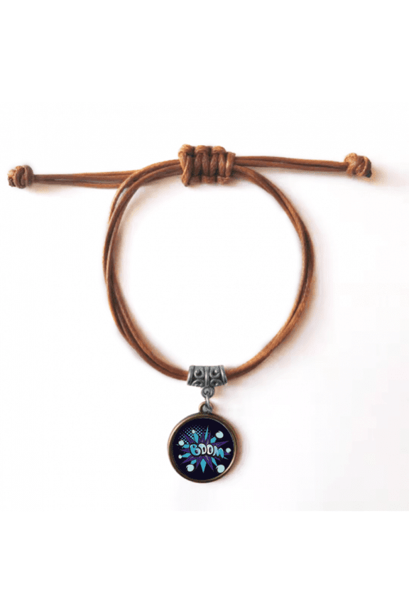 blue boom bubble bracelet leather hide wristband brown jewelry