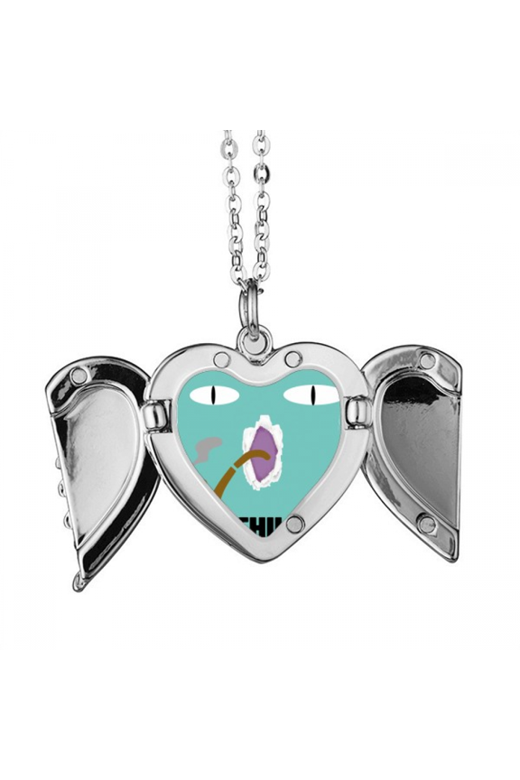 blue emotion chill smoke cat angel wings necklpendant fashion
