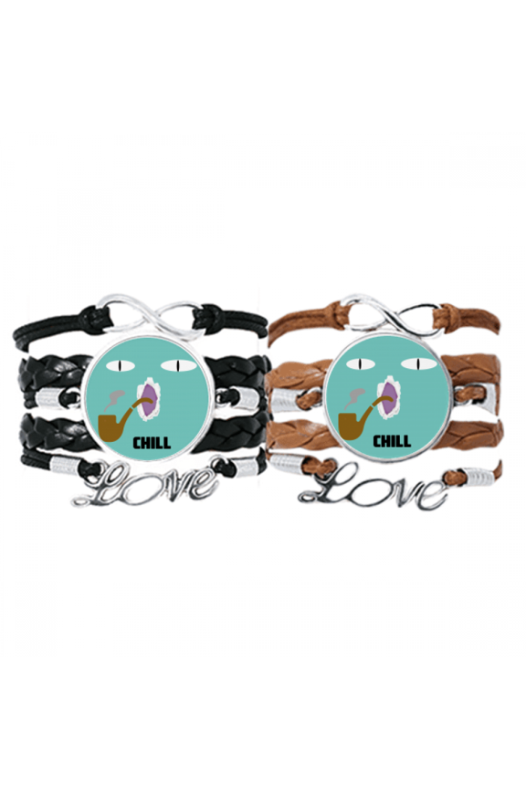 blue emotion chill smoke cat bracelet hand strap leather wristband double set