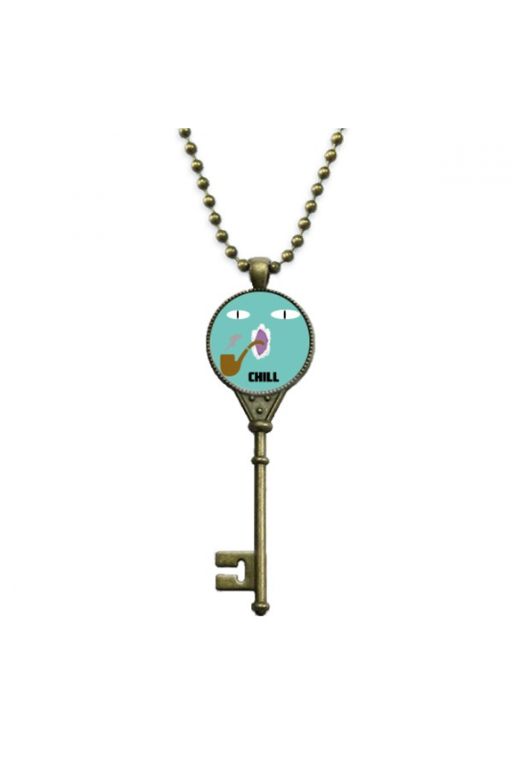 blue emotion chill smoke cat key necklace pendant tray embellished chain