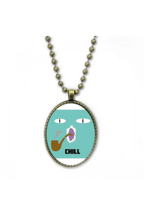 blue emotion chill smoke cat necklace vintage chain bead pendant jewelry collection