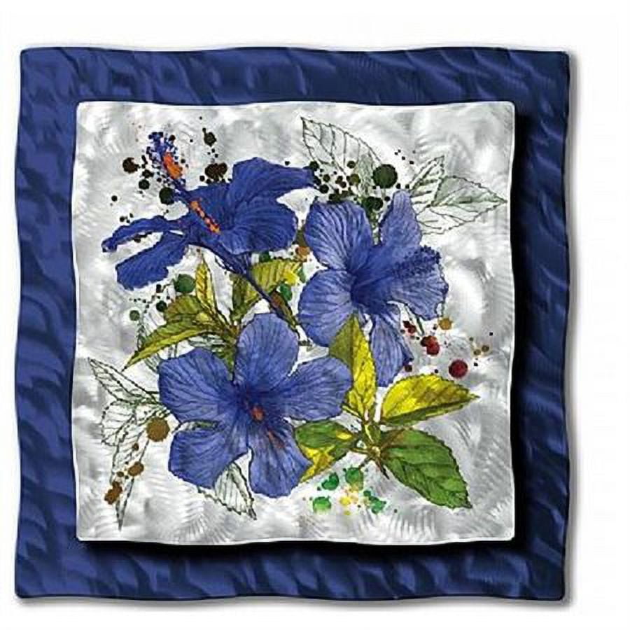 blue flower metal wall art, modern home decor, wall sculpture