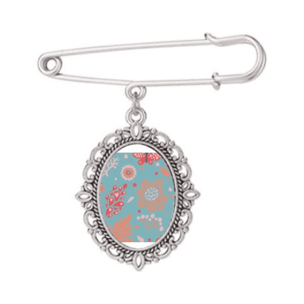 blue flower paint Brooch Pin Dress Shirt Shawl Clips