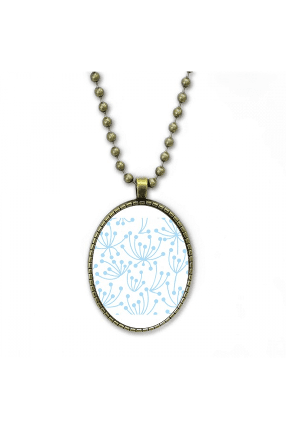 blue flower paint art deco fashion necklace vintage chain bead pendant jewelry collection