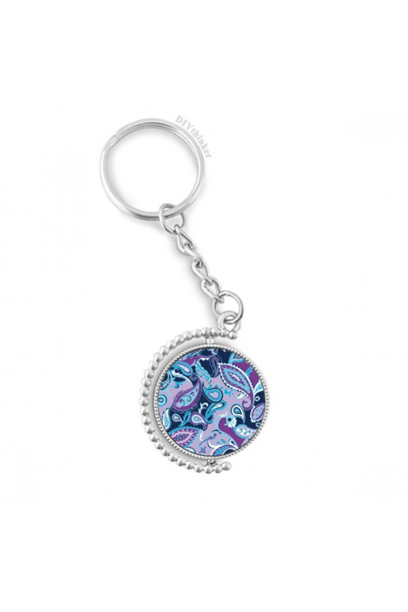 blue flower point line pattern rotatable keyholder disc accessories chain clip