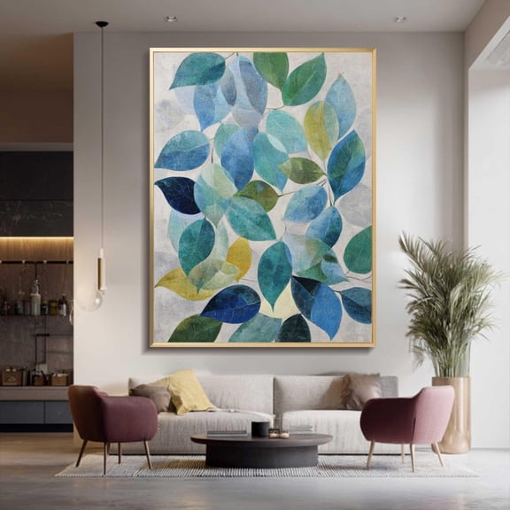 blue flower wall blue abstract art beige wall art minimalist wabi sabi wall wabi sabi wall art blue Poster Decor, Unframed Poster Size 16x24 F03.1.22l796