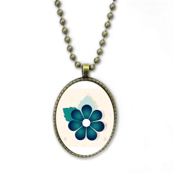 blue green flower flat art deco fashion necklace vintage chain bead pendant jewelry collection