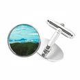 thumbnail image 1 of blue green ry science nature scenery round button cuff clip stud cufflinks, 1 of 4