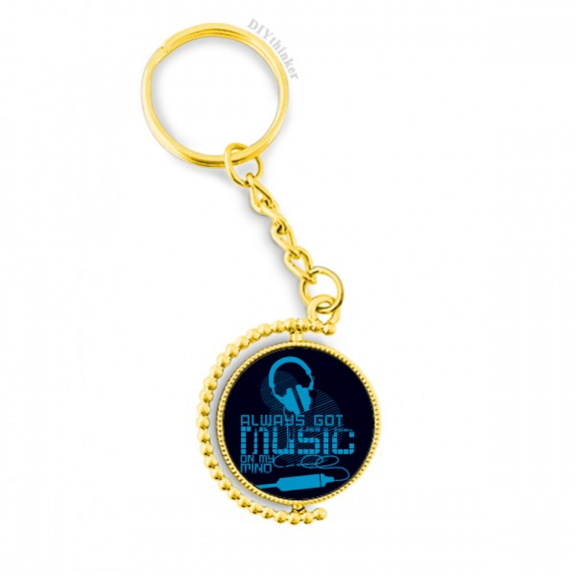 blue headset music pattern metal connector key chain  accessory en keyholder