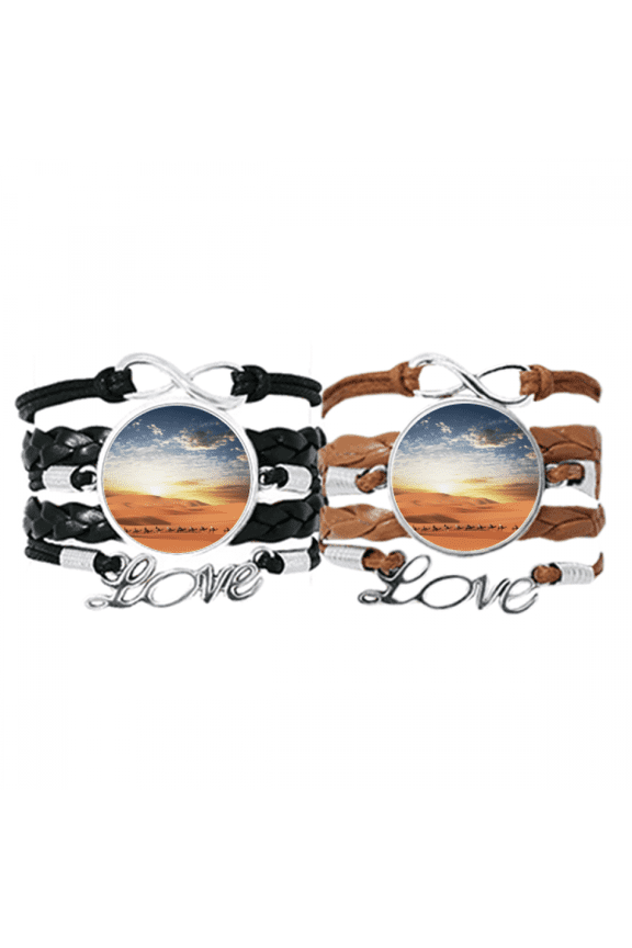 blue journey silk road camel desert bracelet hand strap leather wristband double set