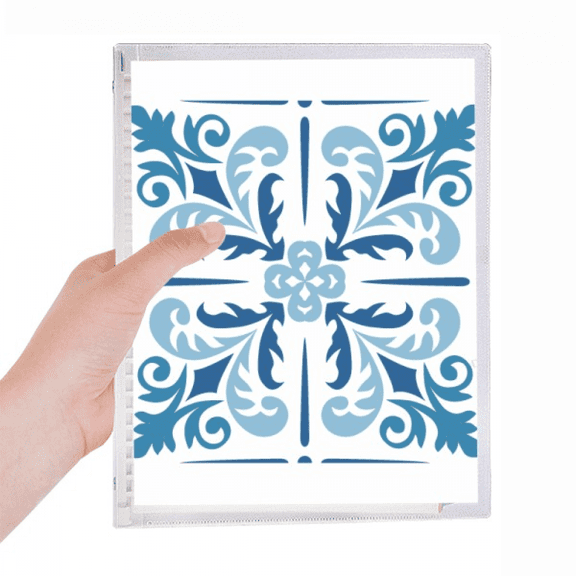 blue morocco decorative flower ilustration notebook loose diary refillable journal statiry