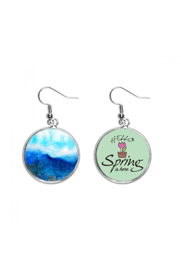 blue mountain painting art decoration dangle season sp earring jewelry