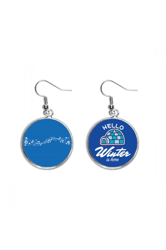 blue music movg 5-le staff dangle drop winter ice earring jewelry