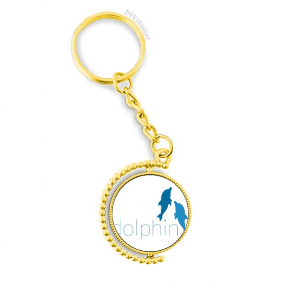 blue ocean docile two dolphin metal connector key chain  accessory en keyholder