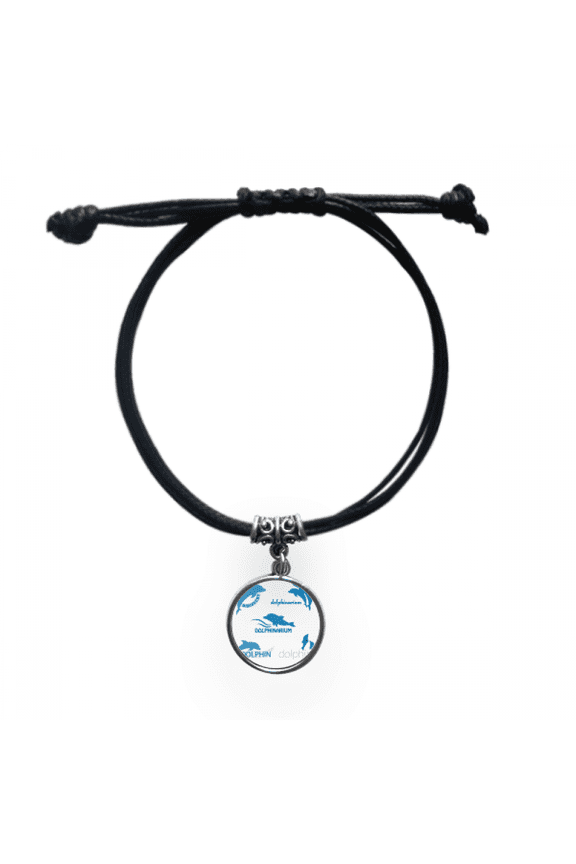 blue ocean dolphin biology bracelet leather wristband black jewelry