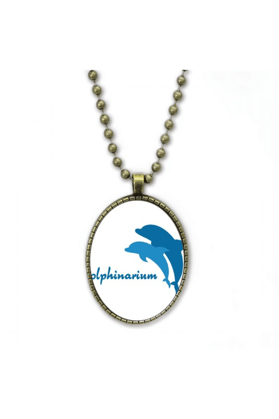 blue ocean friendly dolphin pattern necklace vintage chain bead pendant jewelry collection