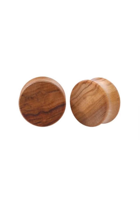 Pair of 0 GAUGE Olive Wood Saddle Fit Double Flare Ear Lobe Organic Natural Plug E625