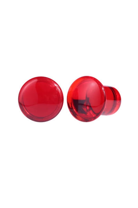Pairs of 6/16 INCH Red Glass Single Flare Plugs With O Rings Sizes Expander E610