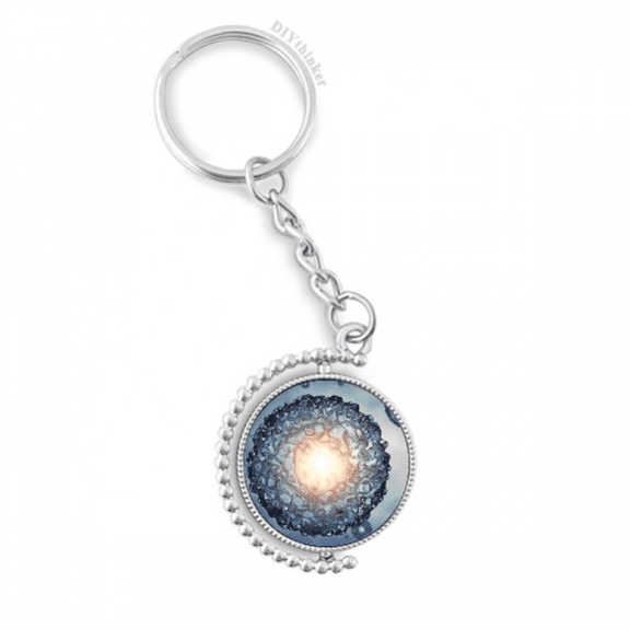 blue science cells microcosc pattern rotatable keyholder disc accessories chain clip