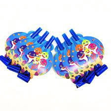 blue shark baby decor, blowers for treat box table party theme decor