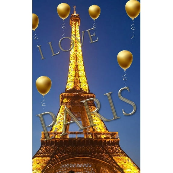 blue sky I love paris eiffel tower gold ballon creative blank journal: blue sky i love paris eiffel tower gold ballon creative blank journal (Paperback)