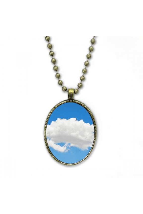 blue sunshine white clouds necklace vintage chain bead pendant jewelry collection
