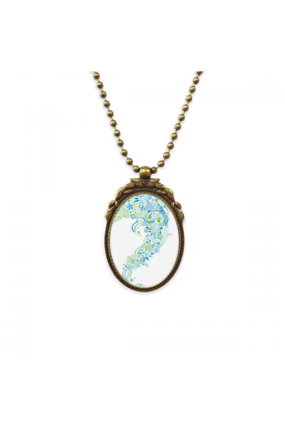 blue texture fish protect animal pet lover antique necklace vintage bead pendant keychain