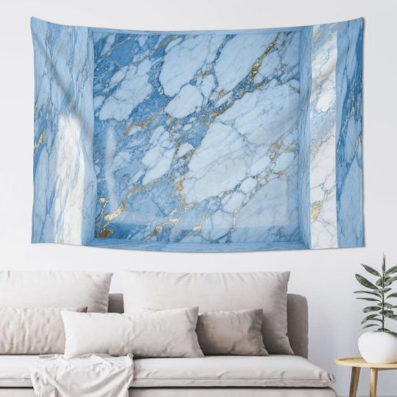 blue and white gold marble Tapestry Aesthetic Wall Hanging Tapestries 60'' x 40'' Boho Tapestries Vertical Wall Art Decorative Funny Vintage Poster Flag Tapestry for Bedroom Living Room Decor