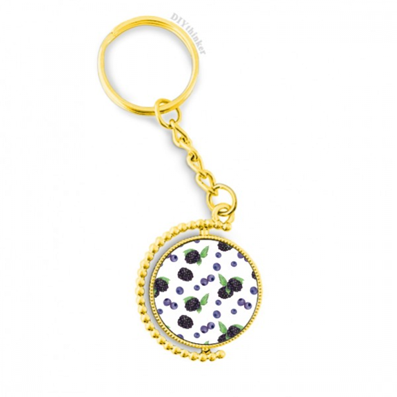 blueberry fruit watercolor illustration pattern metal connector key chain  accessory en keyholder