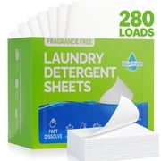 bluefresh Laundry Detergent Sheets, Fragrance Free for Sensitive Skin, 280 Count