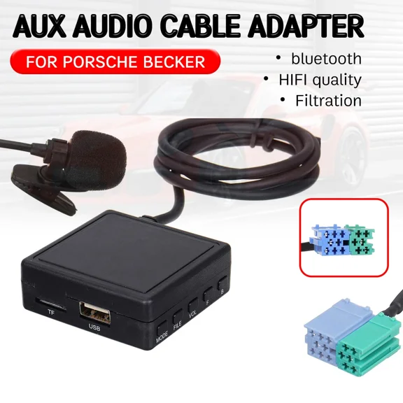 bluetooth Aux Receiver For Porsche Becker Mexico Traffic Pro DTM Cable with USB,microphone Hands-free Aux Adapter