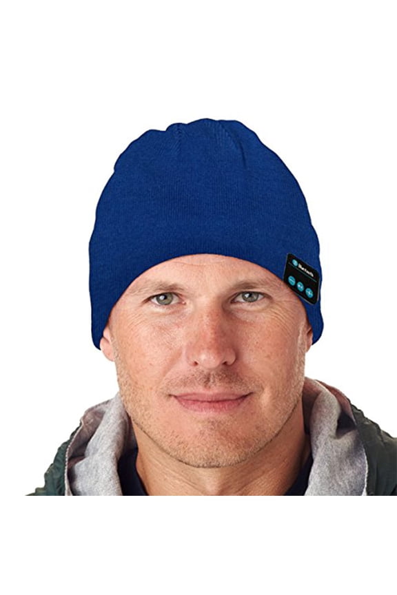 bluetooth beanie with wireless hands free easy connect technology blue