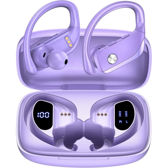bmanl Wireless Earbuds Bluetooth Headphones 48hrs Play Back Sport Earphones with LED Display Over-Ear Buds with Earhooks Built-in Mic Headset for Workout