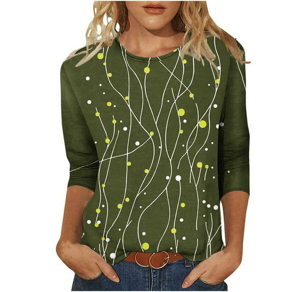 bnaln 3/4 Length Sleeve Womens Tops Dressy Casual Crewneck Pullover Summer Cute Blouses Fashion Tees Shirts Plus Size Tshirt Elegant Tunic Shirts Loose Comfy Pullover Going Out Tops