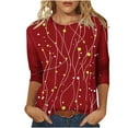 thumbnail image 1 of bnaln 3/4 Length Sleeve Womens Tops Dressy Casual Crewneck Pullover Summer Cute Blouses Fashion Tees Shirts Plus Size Tshirt Elegant Tunic Shirts Loose Comfy Pullover Going Out Tops, 1 of 9