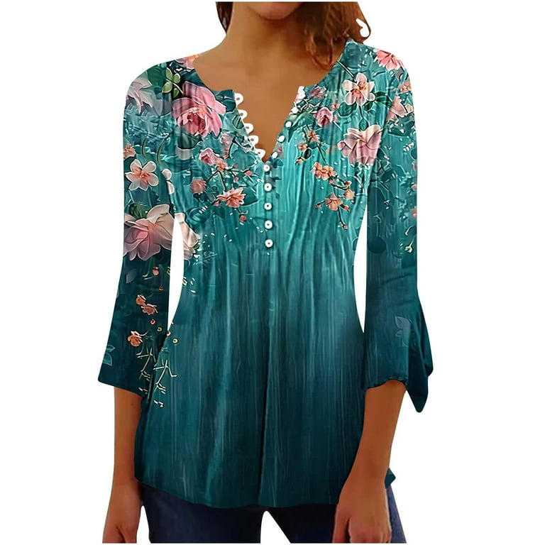 bnaln 3/4 Length Sleeves Womens Tops Blouses for Women Dressy Casual Shirts V Neck Button Down Pleated Tshirts Boho Tops Ladies Elegant Tunic Blouse Loose Peasant Summer T-Shirts - Walmart.com bnaln 3/4 Length Sleeves Womens Tops Blouses for Women Dressy Casual Shirts V Neck Button Down Pleated Tshirts Boho Tops Ladies Elegant Tunic Blouse Loose Peasant Summer T-Shirts - Walmart.com