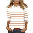thumbnail image 1 of bnaln 3/4 Sleeve Shirts for Womens Summer Tops Striped Crewneck Business Casual Tops Loose Three Quarter Length Work Blouses Plus Size T-Shirts Teen Girls Y2k Going Out Tees Streetwear, 1 of 5