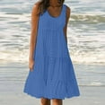 thumbnail image 1 of bnaln Beach Dresses for Women Casual Summer Sleeveless Sun Dress Embroidered Eyelet Short Sundress Loose Tiered Ruffle Swing Dress Ladies Boho Tunic Tank Dresses Holiday Party, 1 of 6