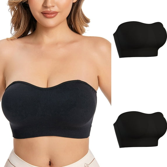 bnaln Bras for Women 1/2/3PCS Strapless Bras Seamless Bras Bandeau Bra Comfortable No Underwire Breathable Gathering Bra Underwear Tube Tops Soft Bralettes Full Coverage Everyday Bra