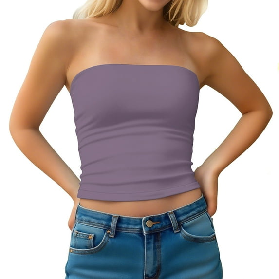 bnaln Camisole Tops for Womens Strapless Tube Tops Backless Sleeveless Bandeau Tank Shirts Going Out Crop Top Vest Blouses Basic Cropped Cami Shirts Cute Tees Summer Clothes