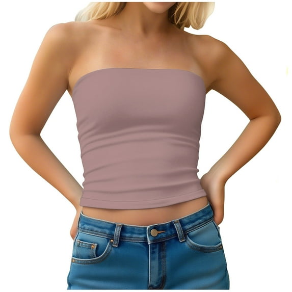 bnaln Camisole Tops for Womens Strapless Tube Tops Backless Sleeveless Bandeau Tank Shirts Going Out Crop Top Vest Blouses Basic Cropped Cami Shirts Cute Tees Summer Clothes