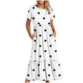 thumbnail image 1 of bnaln Casual Midi Dress Women Short Sleeve Crew Neck Summe Dress Cute Geometric Graphics Elegant Long Dresses, Women's Loung Loose Beach Dress High Waist Pleat Dresses Going Out, 1 of 4
