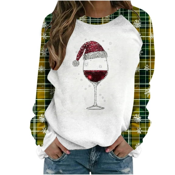 bnaln Christmas Sweatshirts for Women Long Sleeve Christmas Shirts Crew Neck Cute Xmas Graphic T-Shirt Trendy Holiday Tops Loose Comfy Pullover Streetwear Fall Fashion Clothes