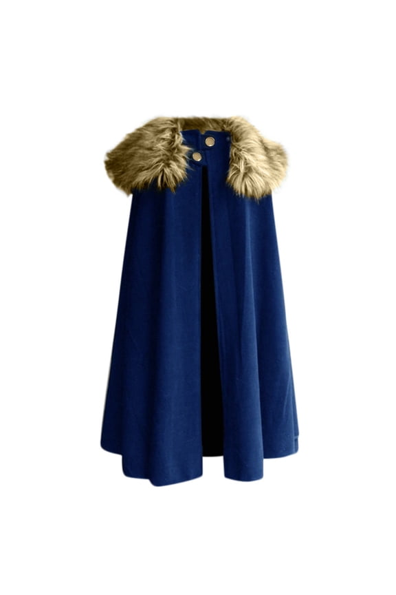 Cloak Coat for Men Sale Casual Vintage Jacket Winter Warm Faux Fur Collar Long Cape Cloak Celtic Wool Cape Coat Clearance