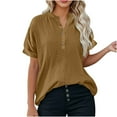 thumbnail image 1 of bnaln Linen Shirts for Women Button Down Shirts Womens Summer Tops Short Sleeve Cotton Linen T-Shirt V Neck Solid Dressy Casual Blouses Going Out Tees Trendy Beach Vacation Outfits, 1 of 5