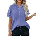 thumbnail image 1 of bnaln Linen Shirts for Women Button Down Shirts Womens Summer Tops Short Sleeve Cotton Linen T-Shirt V Neck Solid Dressy Casual Blouses Going Out Tees Trendy Beach Vacation Outfits, 1 of 5